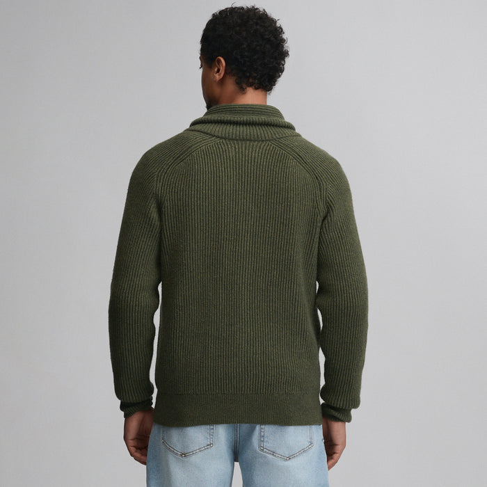 Fletcher Bay Shawl Collar Cardigan-Deep Olive-2