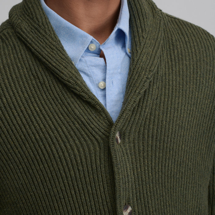 Fletcher Bay Shawl Collar Cardigan-Deep Olive-3