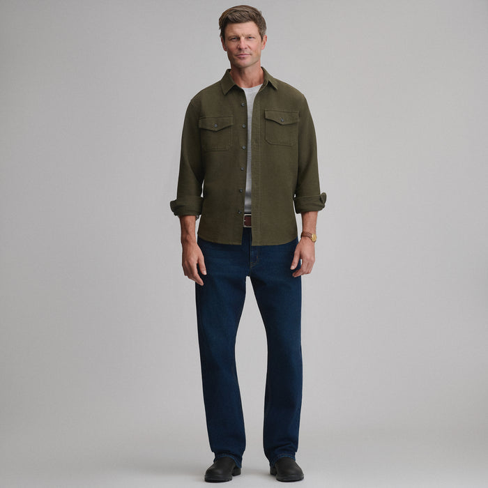 Men's Long-Sleeve Chamois Shirt-Deep Olive-4