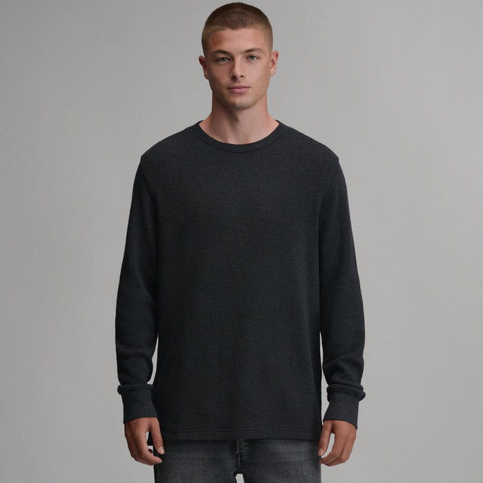 Plaited Waffle Thermal Crew-Black-1