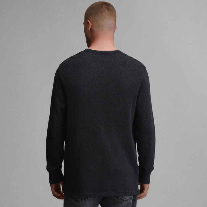 Plaited Waffle Thermal Crew-Black-2