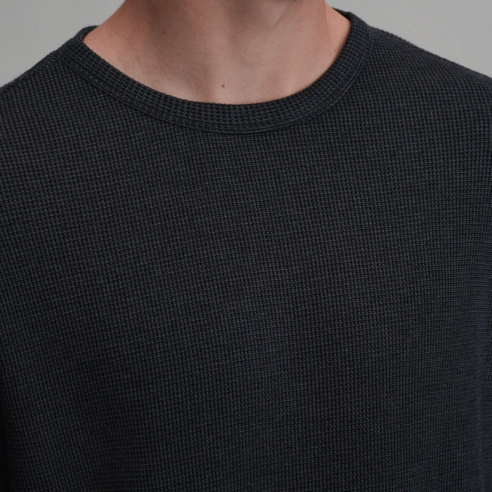 Plaited Waffle Thermal Crew-Black-3