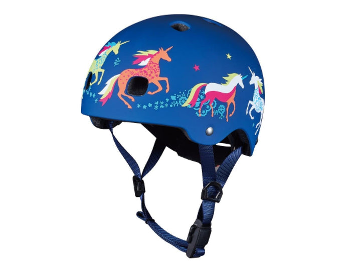 Front and side view of Micro Kickboard Micro Helmet - Unicorn. Available at www.tenlittle.com