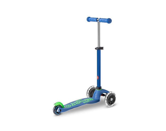 Back and side view Micro Kickboard Mini Deluxe LED Scooter - Blue Green. Available at www.tenlittle.com