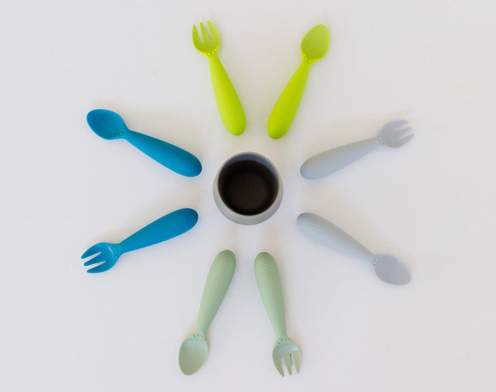 ezpz Mini Utensils set of 2 assorted colors. Available at www.tenlittle.com