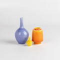 Miniature Hand Thrown Ceramic Vase Trio in Bright Purple, Yellow and Orange are three tiny and hand thrown ceramic vases hand thrown by Japanese born, UK based potter Yuta Segawa