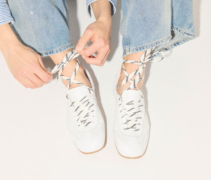 Fredaa Salvador Minnie ballet sneaker in milk calf combo with soft leather and stylish design, perfect for casual wear.