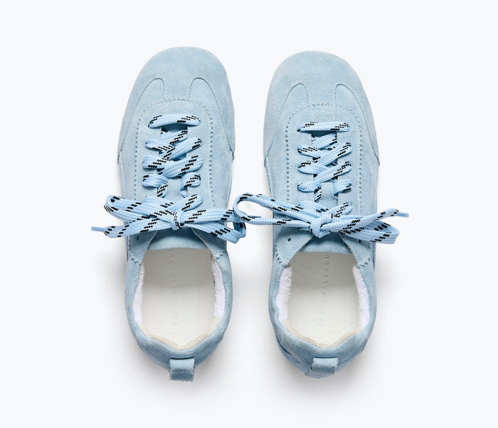 Sky blue Minnie ballet sneaker by Freda Salvador with a soft, rounded toe and casual slip-on design.