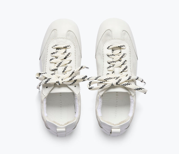 Fredrick Salvador Minnie ballet sneaker in milk calf leather with a sleek, minimalist design and comfortable fit.