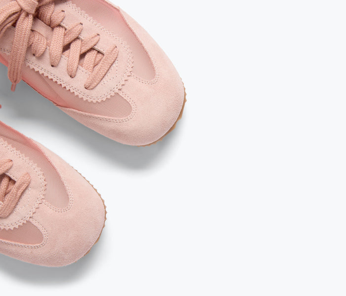 Fred Salvador Minnie ballet sneaker featuring pink rose suede detail and classic ballet flat design for stylish comfort.