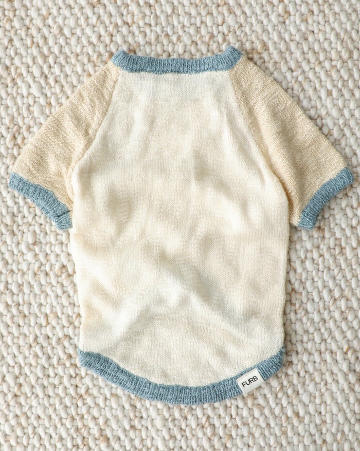 blue colorblock dog sweater side view pet apparel
