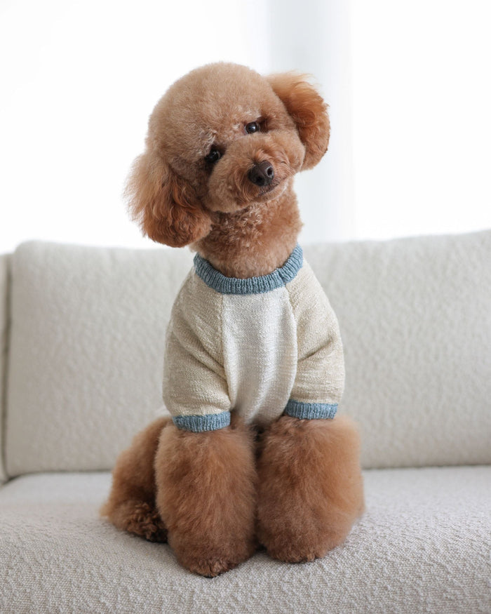 Monaco Bay Blue Colorblock Slub Sweater