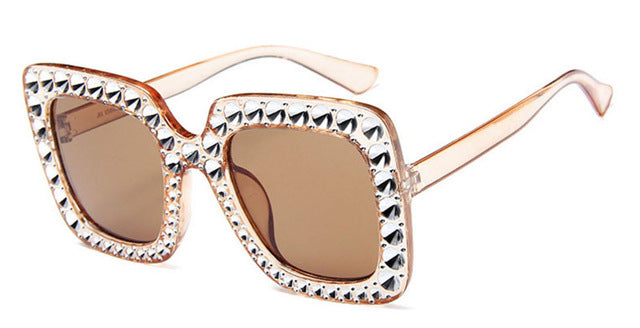 MuseLife Luxury 2019 Brand Designer Italian Big Crystal Sun Glasses