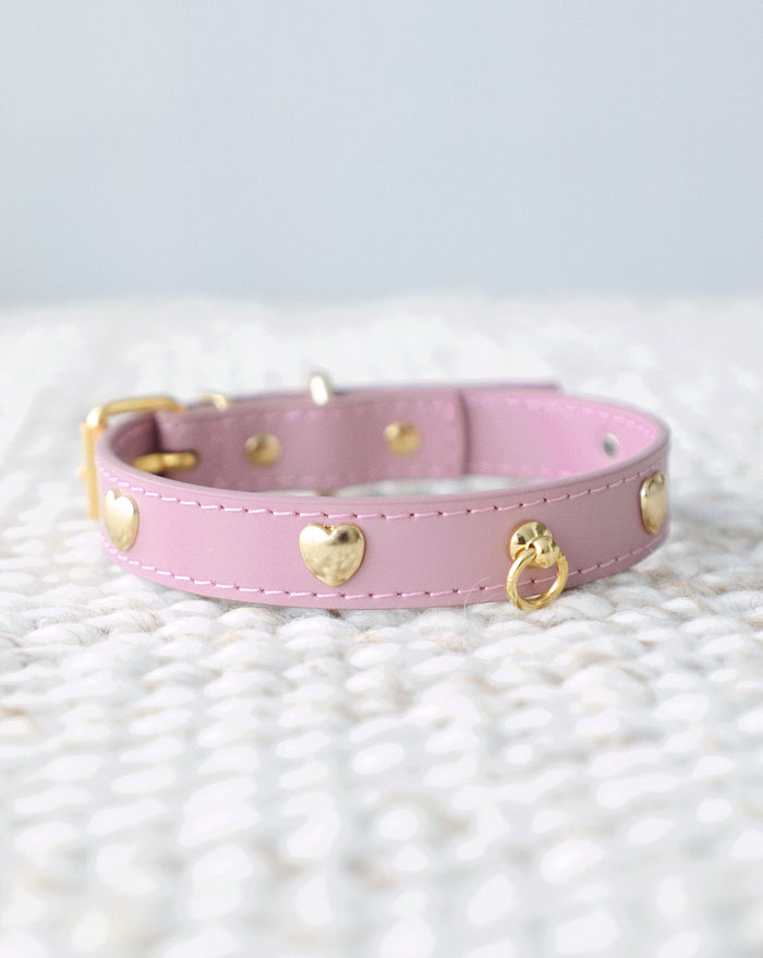 Nara Heart Studded Mauve Leather Collar