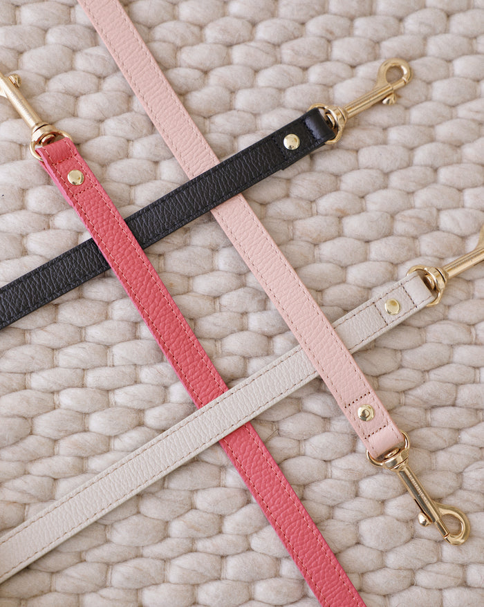 Nara Ivory Leather Dog Leash