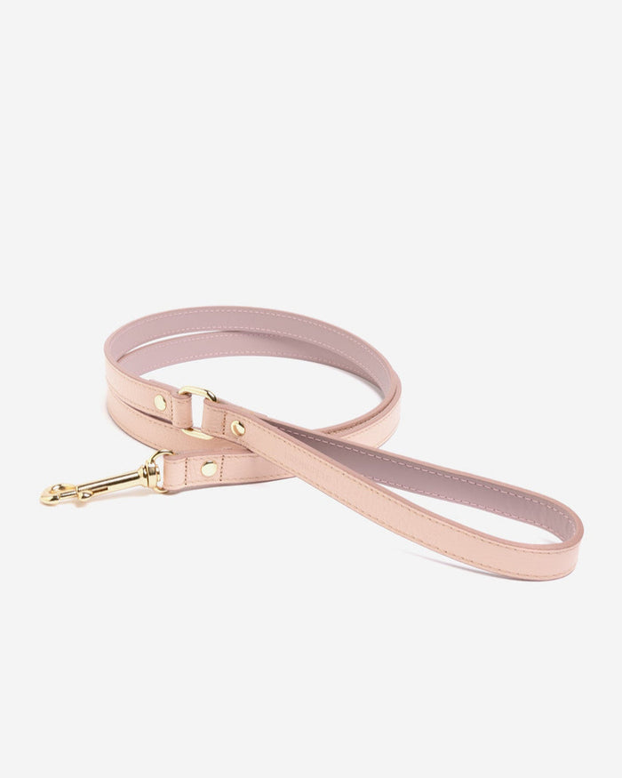 Nara light pink leather dog leash, soft color with premium leather for comfort
