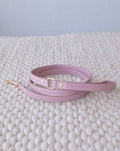 Mauve leather dog leash, soft and durable, perfect for stylish walks