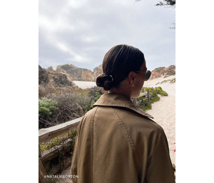NATALIE BORTON brass French pin, a stylish accessory with a sleek, elegant design for hair or clothing embellishment.