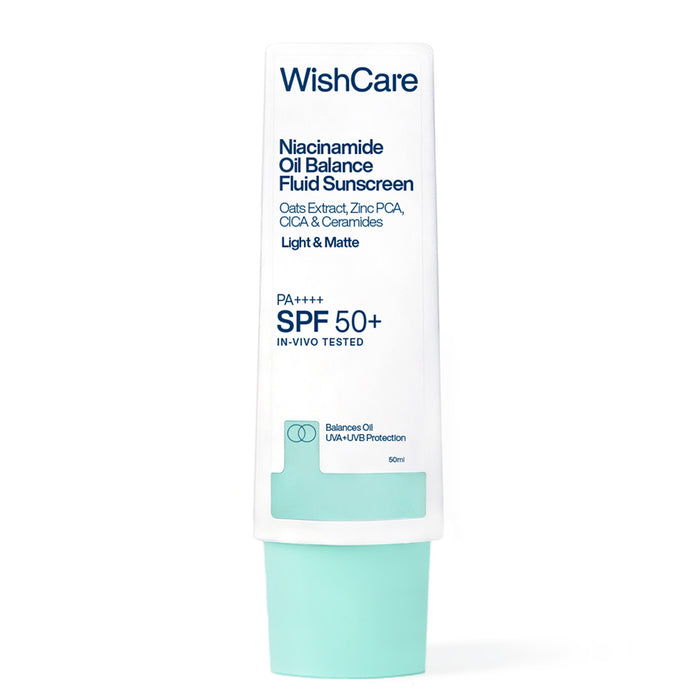 wishcare niacinamide oil balance fluid sunscreen for oily skin