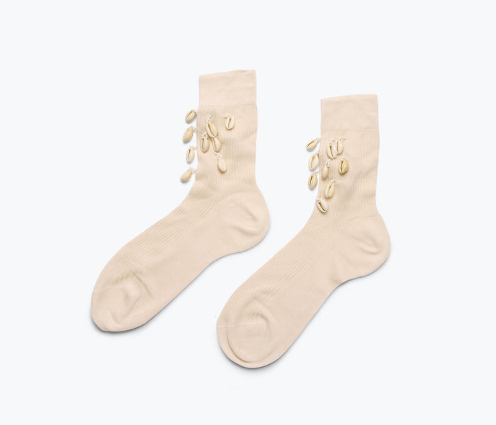 Maria La Rosa Ocean Socks featuring navy and turquoise striped knit design, soft cotton material, and comfortable fit.