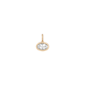 Oval Lab Grown White Sapphire Bezel Pendant Vermeil Yellow Gold First