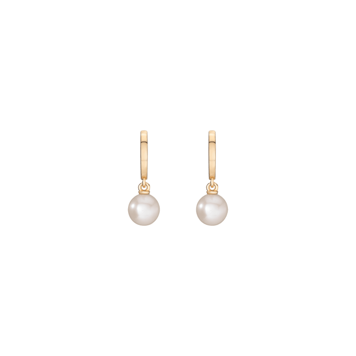 Pearl Huggie Earrings Vermeil 14k 18k Yellow Gold Pair Single