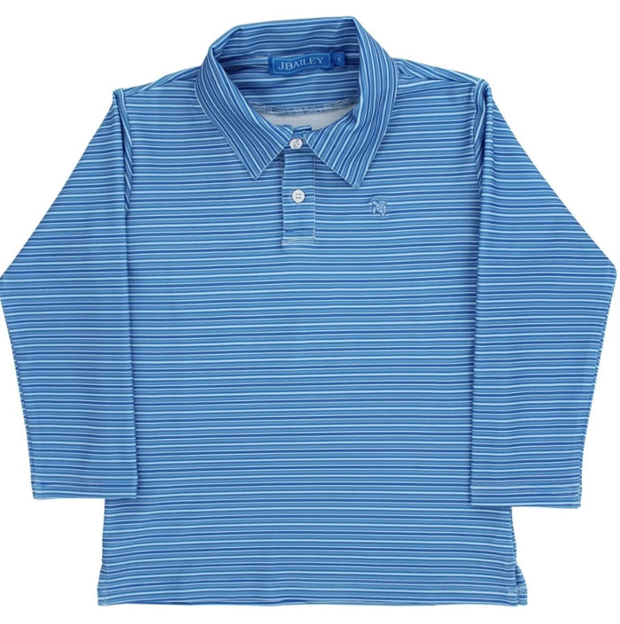 Performance Harry Long Sleeve Polo - Atlantic Blue