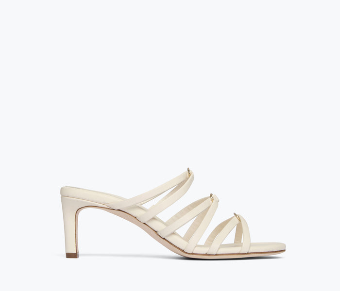 FREDA SALVADOR PIPPA HEEL featuring a stylish heel design, shown from the front in macadamia color.