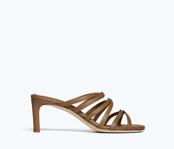 Freda Salvador Pippa Heel in mocha calf leather, stylish women's heel shoe with elegant design and comfortable fit.