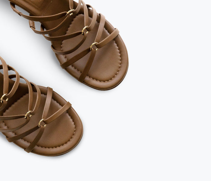 Freda Salvador Pippa heel in mocha calf leather with detailed stitching and elegant design, showcasing a stylish women’s high heel shoe.