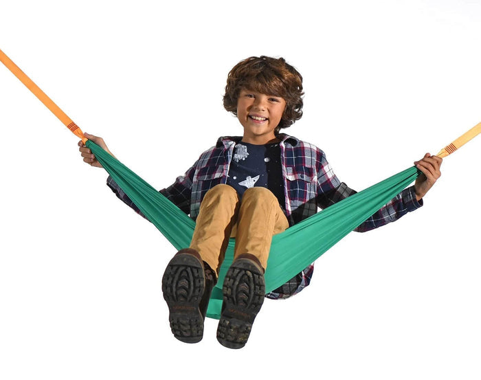 Boy swinging in Hape Pocket Swing