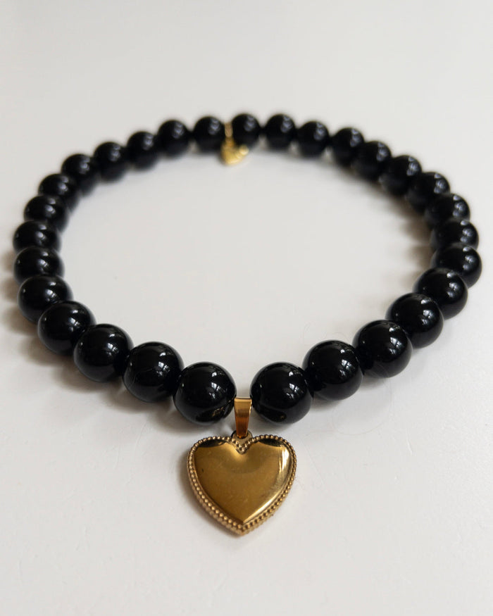 Polished Pup black beaded dog necklace, stylish and elegant accessory for small dogs