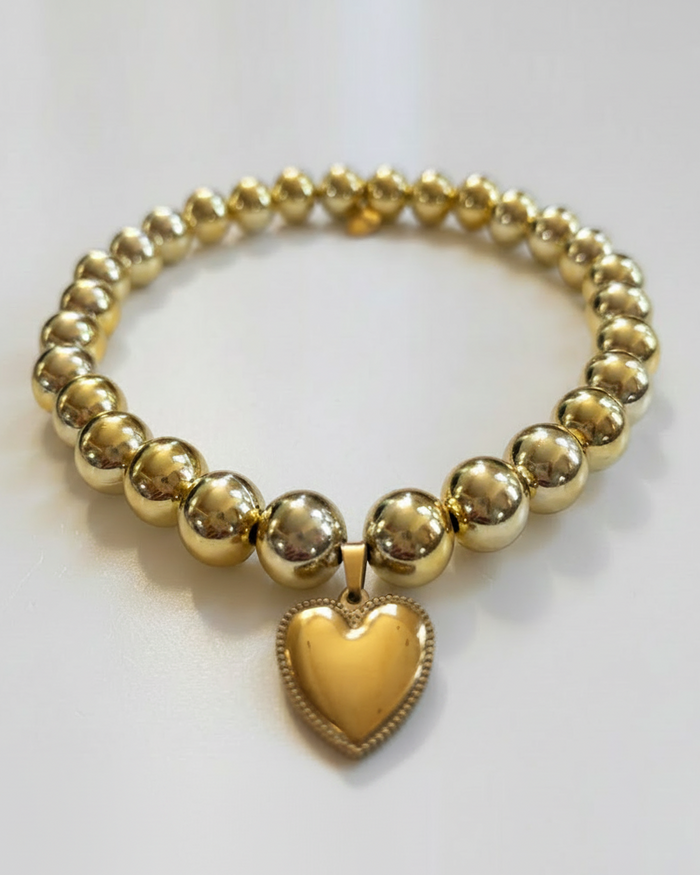 Polished Pup Gold Dog Necklace dog accessory with heart print lace-trimmed