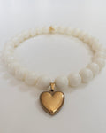 Polished Pup ivory beaded dog necklace, classic and elegant dog jewelry