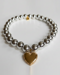 Polished Pup Silver Dog Necklace dog accessory with heart print lace-trimmed