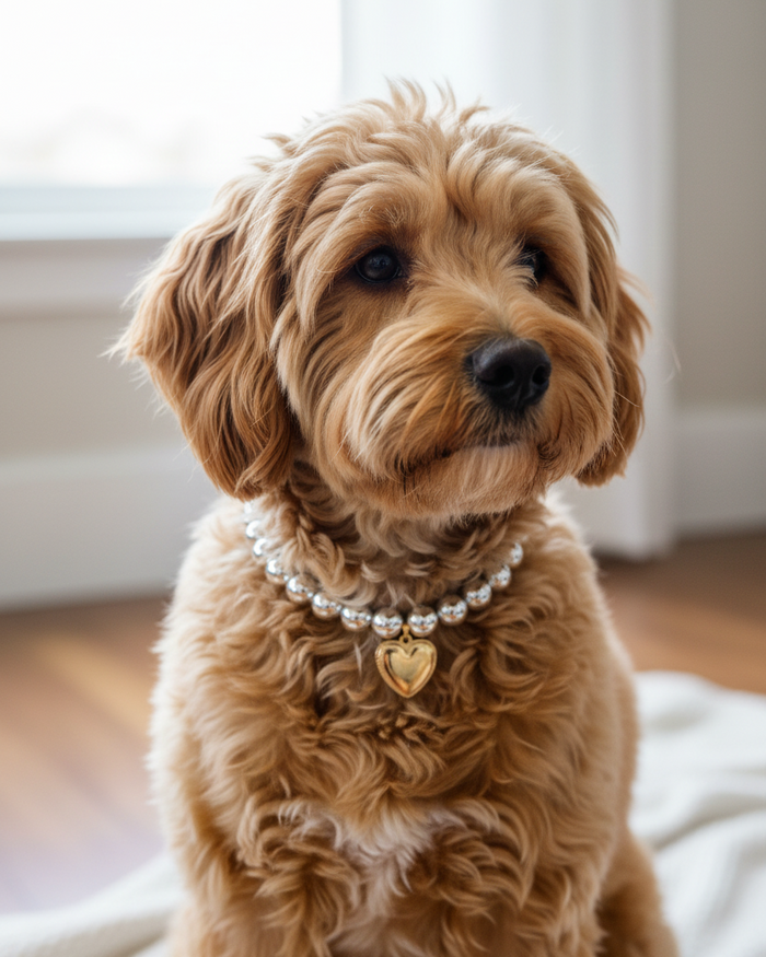 Heart Print Lace-Trimmed dog accessory – Polished Pup Silver Dog Necklace