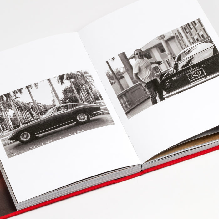 Black and white images from  Bart Kuykens Prancing Horses photo book dedicated to classic Ferraris and their drivers utilizing analog photography only.