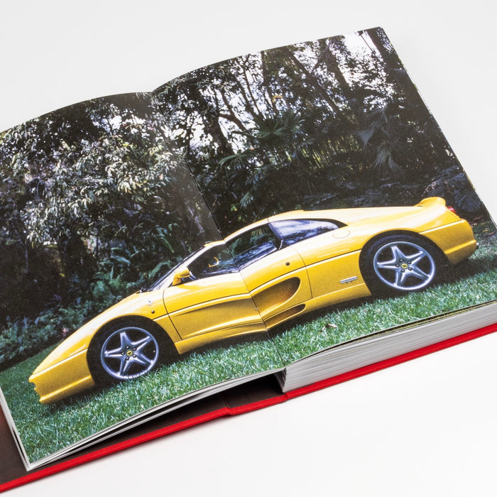 Page from Bart Kuykens Prancing Horses photo book dedicated to classic Ferraris and their drivers utilizing analog photography only.