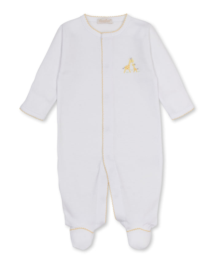 Premier Giraffe Love White/Yellow Hand Emb. Footie