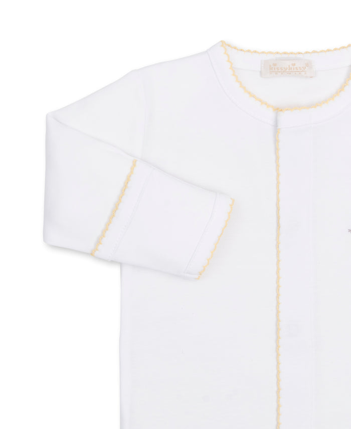 Premier Giraffe Love White/Yellow Hand Emb. Footie