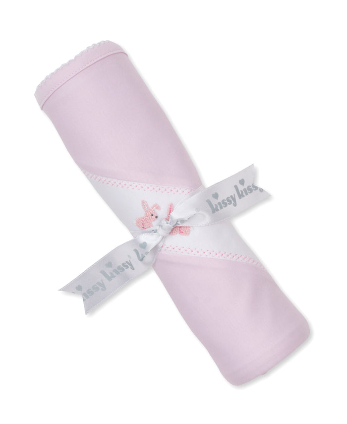 Premier Springtime Bunny Fun Pink Hand Emb. Blanket