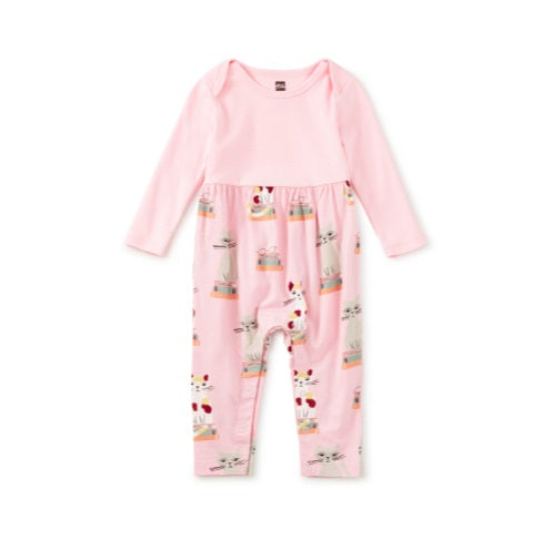 Print Mix Baby Romper-Bookshop Cat