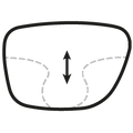 A diagram of a Lucyd Prism Values eyeglass lens with a double-headed vertical arrow in the center indicates vertical measurement from the lens's top to bottom edges.