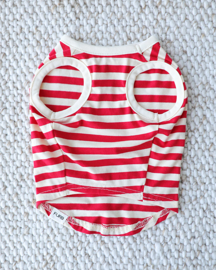 red striped dog tank lightweight cotton dog shirt sporty striped dog apparel