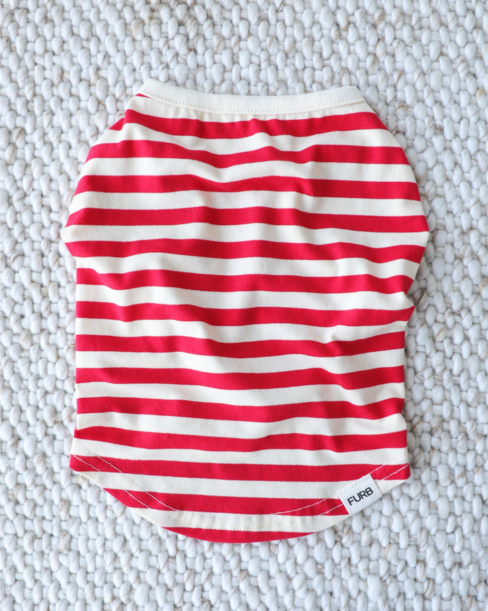 red striped dog tank lightweight cotton dog shirt sporty striped dog apparel