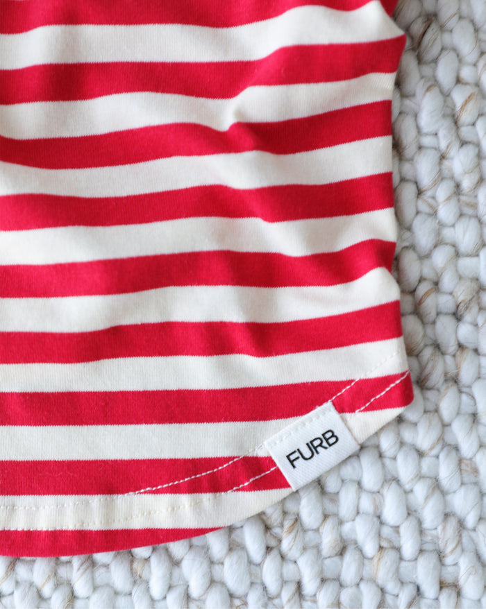red striped dog tank lightweight cotton dog shirt sporty striped dog apparel