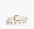 FREDA SALVADOR Rebecca belt in bone color with gold studs, stylish leather belt with decorative gold accents.