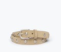 FREDA SALVADOR Rebecca belt in stucco suede with silver studs, featuring a stylish and textured design.