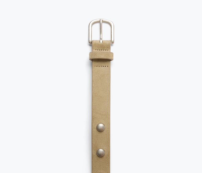 FREDA SALVADOR Rebecca belt featuring stucco suede material with silver studs for a stylish accessory.
