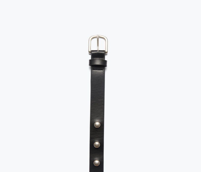 FREDA SALVADOR Rebecca belt with black calf leather and studded details, showcasing its stylish design.